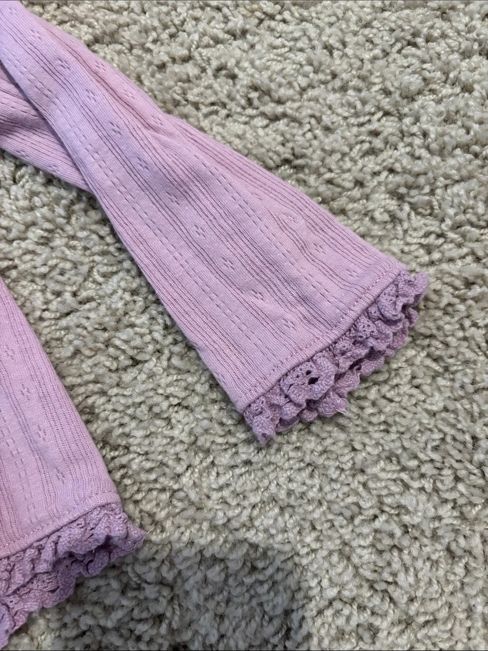 Girls' Lavender Long-Sleeve Tops - Horse Graphic & Ruffle Hem